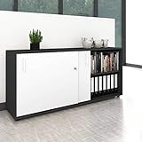 Weber Büro Schiebetürenschrank Sideboard NOVA 2OH 164 x 74 cm Anthrazit-Weiß