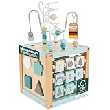 Bieco Motorikwürfel Scandi-Chic nachhaltiges Holz FSC® | Motorikspielzeug ab 1 Jahr | Activity Center Baby Spielzeug 1 Jahr | Motorikwürfel Holz | holzspielzeug ab 1 Jahr motorikschleife ab