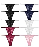 FINETOO 10er Pack Spitze Strings angas Damen Set Unterhosen Sexy Unterwäsche Frau Lingerie Sexy Thongs for Women Dessous Mehrpack S-XL