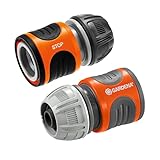 Gardena Abzweig-Satz für 13 mm (1/2 Zoll)- und 15 mm (5/8 Zoll)-Wasserschläuche: Wasserdichter Abzweig-Verbinder für eine einfache Wasserteilung, schwarz;grau;orange (18279-20)