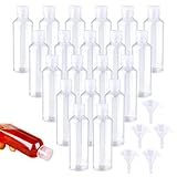 Vegena 20 Stück Reiseflaschen Set - 100ml Leere Plastikflaschen zum Befüllen mit 5 Trichter, Flaschen mit Flip Cap, Transparent Kosmetik Reisebehälter Flugreiseflasche Kosmetikflaschen für Reisen