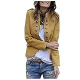 Dasongff Damen Elegant Langarm Blazer Sakko Blazerjacke Einfarbig Slim Fit Revers Geschäft Büro Jacke Kurz Mantel Anzüge Bolero Mit Knopfleiste Military Coat Blazer Damenjacke Streetwear Anzugjacke