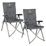 EVER ADVANCED Campingstuhl Faltabr 2er Set mit Hohe Lehne Kleines Packmaß Klappstuhl Luxus Gepolstert Gartenliege mit 4 Positionen verstellbar Angelstuhl für Camp, Garten, Balkon Alu+Stahl