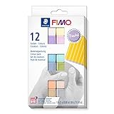 STAEDTLER ofenhärtende Modelliermasse FIMO soft in Pastell Farben, weich und geschmeidig, speziell für Einsteiger und Hobbykünstler, 12 Halbblöcke á 25g in sortierten Farben, 8023 C12-3