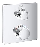 GROHE Grohtherm - Thermostat-Wannenbatterie mit integrierter 2-Wege-Umstellung (Fertigmontageset, langlebige Oberfläche), eckig, chrom, 24080000