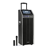 auna Pro DisGo Box 2100 DVD Mobile PA-Anlage, 300 W max., 9' (23 cm) TFT-Display, DVD-Player, 2 x 10 (25,5 cm) Subwoofer, Bluetooth-Funktion, XMR Bass Technology, drahtloses UHF-Mikrofone, schwarz