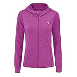 donhobo Damen Laufjacke Sportjacke Langarm Kapuzenjacke Trainingsjacke Sweatjacke Atmungsaktive mit Daumenloch und Tasche für Laufen Yoga Fitness (Violett, L)