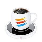 Tassenwärmer Elektrischer Kaffeetassenwärmer mit 3 Temperatureinstellungen Intelligenter Kaffeewärmer mit Auto-Aus Getränkewärmer für Tee, Kaffee, Milch im Büro und zu Hause