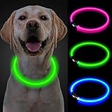 Yepnfro Leuchthalsband Hund, LED Hundehalsband Leuchtend USB Aufladbar Wasserdicht, Längenverstellbar Halsband Hund Leuchtend mit 3 Leuchtmodi für Kleine Mittlere Große Hunde,langhaar Hunde,Katzen