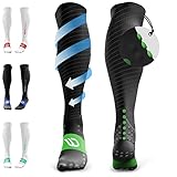 Diasports KOMPRESSIONSSTRÜMPFE Damen & Herren - Neue Kompressionssocken Sport mit 3D-Technologie - Stützstrümpfe für Laufen, Flug, Reise, Schwangerschaft - Compression Socks (M, Schwarz/Grün)