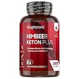 Himbeer Ketone 4280mg - 180 Vegane Kapseln - Mit Vitamin C, Apfelessig, Apfelpektin, Fucus, Grüntee & Acai Beere - Nahrungsergänzung für eine Ketogene Ernährung - Raspberry Ketone - Von WeightWorld