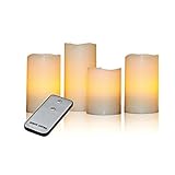 X4-LIFE LED Echtwachskerzen mit Fernbedienung 4er Set - Flackernde Flamme - Stumpenkerzen - inkl. Batterien - 10 cm bis 15 cm