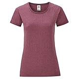 Fruit of the Loom Ladies Iconic T-Shirt Größe S - XXL, Größe:L, Farbe:Burgund meliert