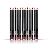 Agatige 12 Farben Lip Liner Pencil Set, Wasserdichter, Langlebiger Lip Liner Pencil Lippenstift Make-Up