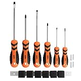 Amazon Brand - Umi Schraubendreher Set 6tlg. Magnetischer Schraubenziehersatz mit 3 Flachschlitz und 3 Kreuzschlitz, ergonomische Griffe, Screwdriver Set mit Halterung für Haushalt, Fahhrad, Reparatur