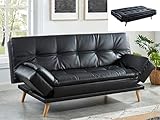 Schlafsofa Klappsofa 3-Sitzer - Kunstleder - Schwarz - Zarina