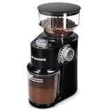 Navaris Elektrische Kaffeemühle mit Edelstahl Scheibenmahlwerk - 200W - für bis zu 14 Tassen Kaffee - 18 Mahlgrade - Kaffee Mühle Schwarz