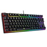 DREVO Tyrfing 88-Key V2 mechanisches Gaming-Keyboard ohne Nummernfeld, RGB-Hintergrundbeleuchtung,Makroprogrammierung,MediaControl,Software-Unterstützung - Deutsches Layout [Roter Schalter, Schwarz]