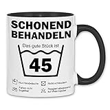 wowshirt Tasse Schonend Behandeln Das Gute Stück Ist 45 Geschenk zum 45. Geburtstag 45 Jahre, Farbe:White - Black