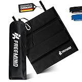 freemind® Outdoor Sitzmatte - faltbares Sitzkissen - Thermo Sitzunterlage - für Camping, Hiking, Stadion oder unterwegs - mit Tragebeutel und Karabiner zum Befestigen (schwarz)