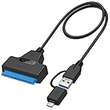 EasyULT USB 3.0 Type C zu SATA Adapter Kabel, USB 3.0/Type-C zu SSD/2.5-Zoll-SATA-Festplatten Adapter, Super Speed 2.5' HDD/SSD Festplatte Driver Konverter/Adapterkabel(Unterstützt UASP SATA III)