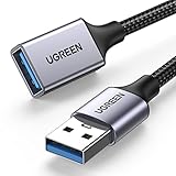 UGREEN USB Verlängerung, USB Kabel Verlängerung Nylon und Aluminiumgehäuse für USB-Stick, Tastatur, Drucker, Scanner, PS4/5, USB Hub, externe Festplatte usw. (1m)