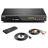 Blu-ray DVD-Player für TV - 1080P DVD-Player mit HDMI/ Koaxial/ AV-Porta, Unterstützt USB-Eingang, Blu-ray Region B/2, 1-6 DVD Region Free (mit HDMI & AV Kable)