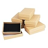 KBNIAN 24 Pcs Kraft Braun Pappschachteln Geschenkbox Kraftpapier Schmuckschatulle mit Deckel für Halskette Ring Geschenke Display-8x5x2.8cm