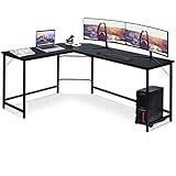 COSTWAY Schreibtisch L-Form, Eckschreibtisch, Gaming Computertisch PC-Tisch Computerschreibtisch mit CPU-Ständer, Bürotisch Ecktisch Winkelschreibtisch für Home Office, 168 x 125 x 74 cm (Schwarz)