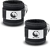 Slim Panda 1 Paar Fitness fußschlaufen kabelzug, Ankle Straps, Verstellbarer fußmanschetten kabelzug mit doppelten D-Ringen und Neoprenstütze (Negro)