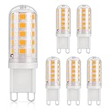 DiCUNO G9 LED Lampe warmweiß 3000K, LED Leuchtmittel 3W entspricht 30W-40W Halogenlampe, G9 Glühbirne 430 Lumen, kein Flackern, nicht dimmbar, Enegiesparende G9 kleine Birne, 6er Set