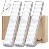 Schrankbeleuchtung mit Bewegungsmelder, Meromore 30 er LED Wiederaufladbar Schranklicht, USB Nachtlicht für Küche, Kleiderschrank, Treppe (3 PACK)