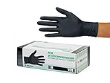 Nitrilhandschuhe 100 Stück Box (M, Schwarz) Einweghandschuhe, Einmalhandschuhe, Untersuchungshandschuhe, Nitril Handschuhe, puderfrei, ohne Latex, unsteril, latexfrei, disposible gloves, black