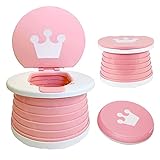 HIULLEN Toilettensitz Kinder, Faltbare Töpfchen,Klapptoilette Für Kinder, Outdoor Toilettensitz, Reisetöpfchen für 12-36 Monate Babytraining Indoor Outdoor Travel Töpfchen mit Reisetasche (rosa)