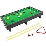 TOYANDONA Mini Tisch Billard Spiel Pool Tisch Tischplatte Desktop Billard Snooker Spiel Familienspiel inklusive Pool Tisch 10 Bälle, 1 Queue-Ball, 2 Billardstäbe, 1 Regaldreieck