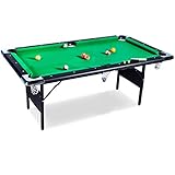 Buckshot Billardtisch 6ft - 193x109x81cm Atlanta- Tischbillard klappbar mit Zubehör - 6 Fuß Pool Billard mit Metallklappbeinen - Grün/Schwarz