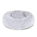 lionto Hundebett rund Hundekissen Hundesofa Katzenbett Donut, (L) 60 cm Ø, Hellgrau