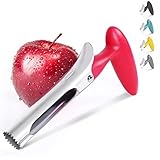 Apfelentkerner, Newness Premium Apfelausstecher Apfelkernausstecher Apfel Entkerner, Edelstahl Apple Corer Pear Core Entferner Werkzeug für Home & Küche mit scharfer gezackter Klinge Angle Handle, Red