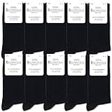 Occulto 100% BAUMWOLLE SOCKEN für HERREN und DAMEN (10-20 PAAR), HERRENSOCKEN DAMENSOCKEN aus BAUMWOLLE ohne Gummidruck 10 Paar | Schwarz 43-46