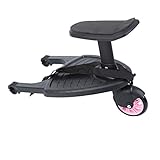 H-YEEU Buggy Board Mit Sitz, Kinder Buggy Board, Trittbrett Für Kinderwagen, Abnehmbar Kinderwagenzubehör für Kinder von 2-6 Jahren (25 kg) Rosa