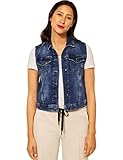 Street One Damen A211633 Jeansweste, Intense mid Blue Indigo wash, 38