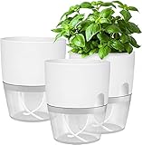 Kräutertopf Küche Set Fensterbank selbstbewässernd-3er Set Kräutergarten für die Küche,18.2X 11x 15.3 cm, für frische Küchenkräuter, weiß