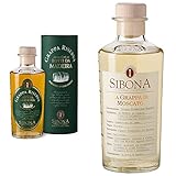 Sibona Grappa Riserva Botti da Madeira 40% vol. (1 x 0,5l) – Fassgelagerter, italienischer Grappa gereift in Madeira-Fässern & Grappa di Moscato 40% vol. (1 x 0,5l) – Fruchtiger Grappa aus Italien