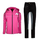 MS-Trachten Kinder Reitset Eva Softshell Reitjacke pink m. Reithose schwarz/grau (134/140)