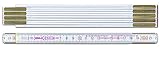 BMI Zollstock 9042, robuster Meterstab aus Buchenholz, 2-Meter-Länge mit Duplex-Teilung, Gliederstärke 3 mm, 10-gliedrig, weiß, Art.-Nr. 980904200