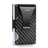 ARW Kreditkartenetui Herren, Kartenetui mit RFID Schutz, Card Holder Wallet für 12 Karten, Mini Metal Wallet, Geldbörse Herren Kompakt Väter und Freunde (Kohlefaser)