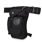 Xieben Nylon Drop Beinbeutel für Herren Frauen Motorrad Bike Hip Bum Gürtel Taille Gürteltasche Bauchtasche Reise Outdoor Camping Taktische Wandern Radfahren Crossbody Umhängetasche Schwarz