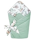 Pepi Baby Pucktuch - Einschlagdecke - Baby Pucksack - Praktisches Wickeltuch für jedes Kleinkind - Universelle Verwendung - Babyschale Decke Oder Eine Spielmatte Green Groove mit Velvet