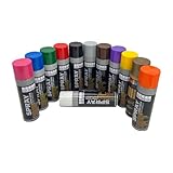 Sprayfarben-Set 12 Farben je 200 ml. Schnelltrocknende Graffiti-Farben Sprühdose Spraydose Sprühfarben für Holz Stein Wand Metall Glas. Schwarz Weiß Blau Grün Rot Gelb Lila Orange Pink Braun Grau Gold