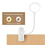 Leselampe Bett, LED Touch-Dimmen Klemmlampe, 3 Farbe und 3 Helligkeit Augenschutz Bettlampe, 360°Flexibel Schwanenhals LED Klemmlampe USB Wiederaufladbar, Leselampe Kinder